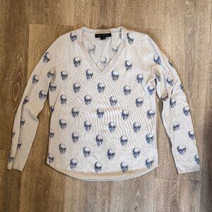 Skull Cashmere V-Neck Sweater